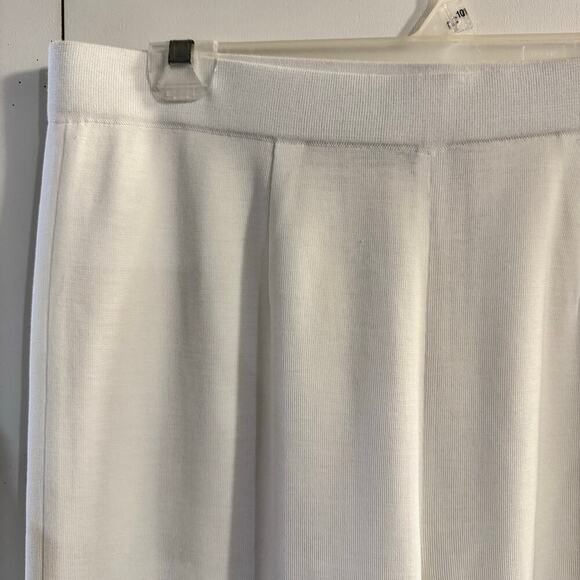 Misook White Elastic Waisted High Rise Knit Pant Women’s Size Large Minimalist - Picture 2 of 5